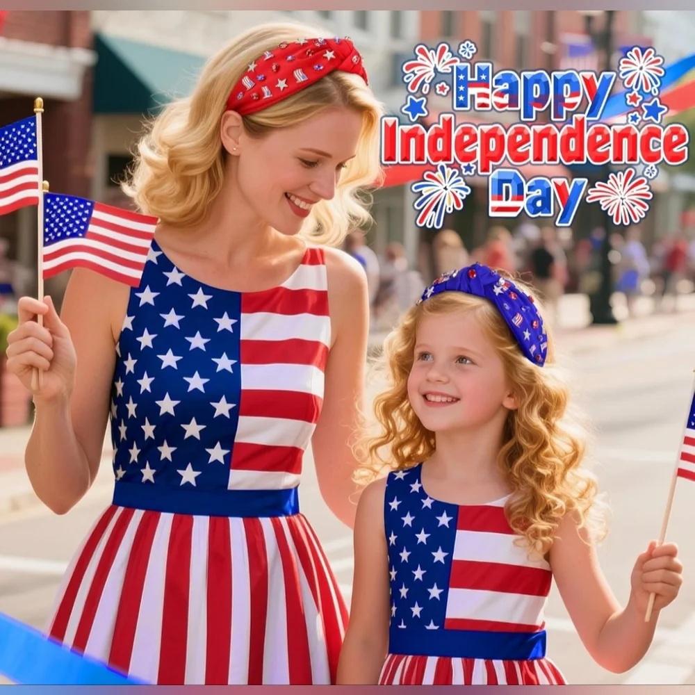 4th of July Headband for Women Patriotic‎ American Flag Knotted Headband
